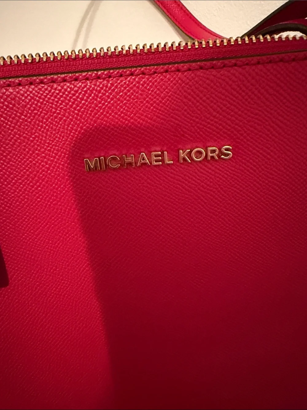 Michael Kors Bright Red Saffiano Leather Tote with Fox Charm - Picture 2 of 4